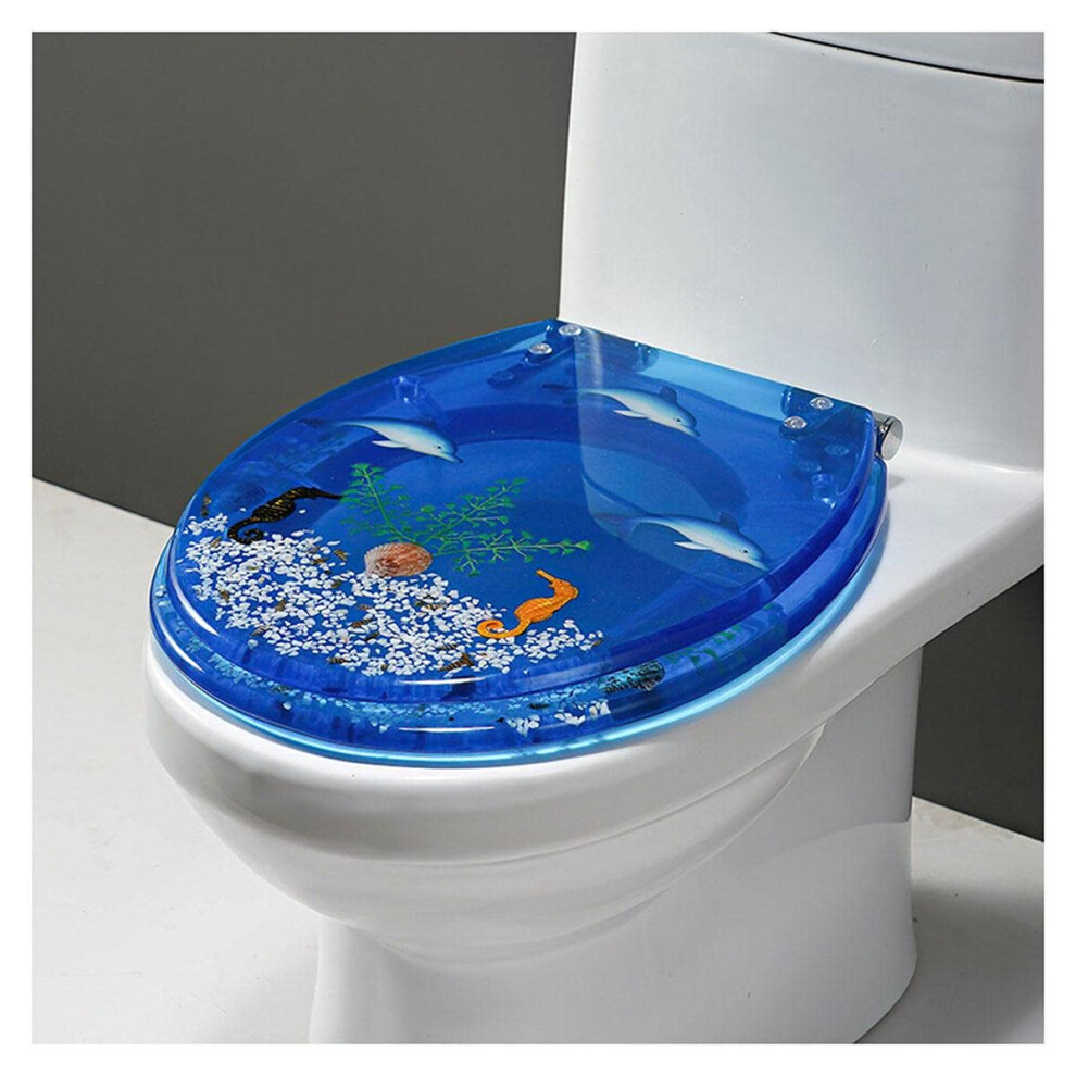 Ocean Series Resin Toilet Seat Heavyduty Slowclose With Real Seashells And Sand Universal Fit U/V/O Type Toilets 9323874286075