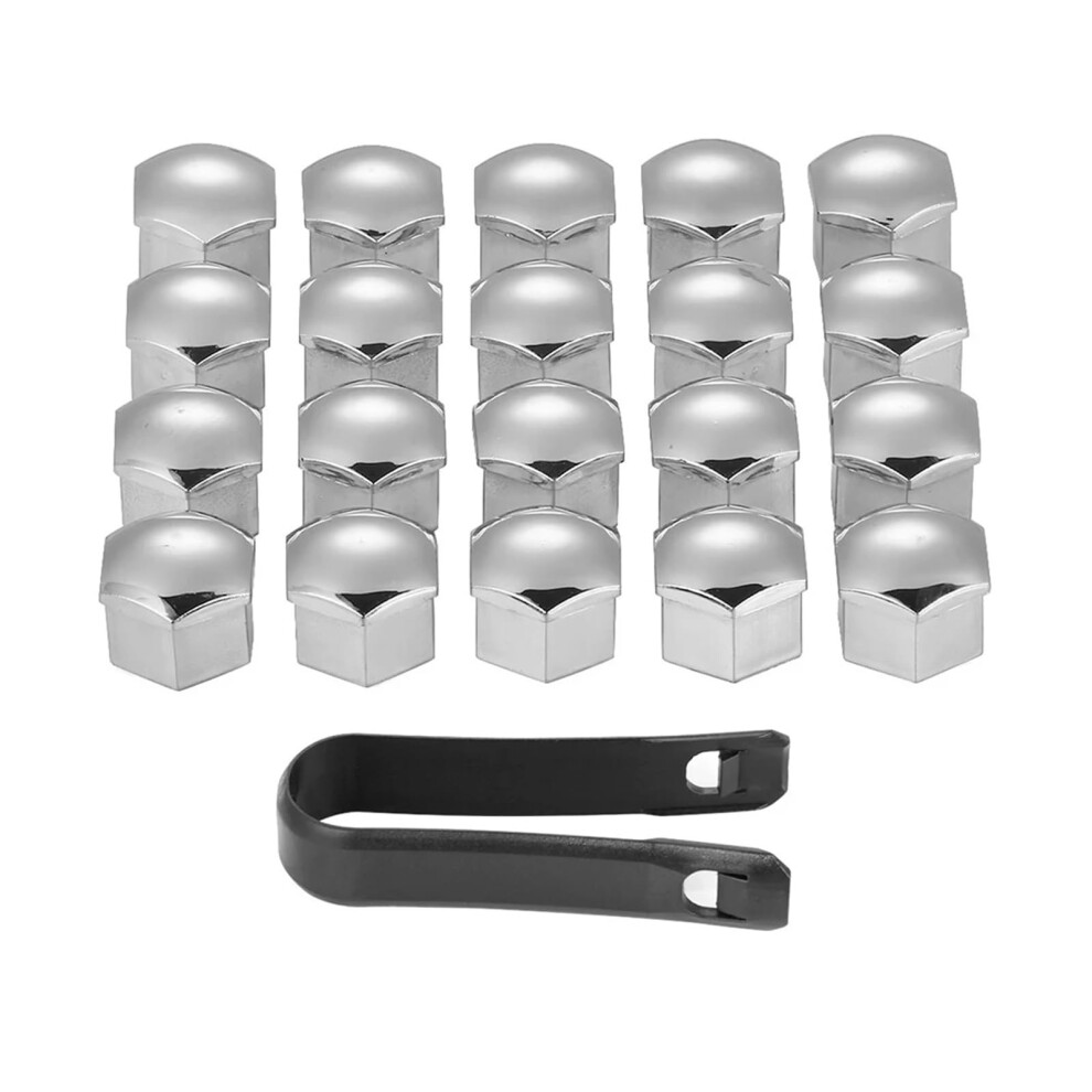 20Pcs 17Mm Hex Wheel Lug Nut Caps Car Wheel Bolt Covers Rustproof Durable Set Silver 9067246139407