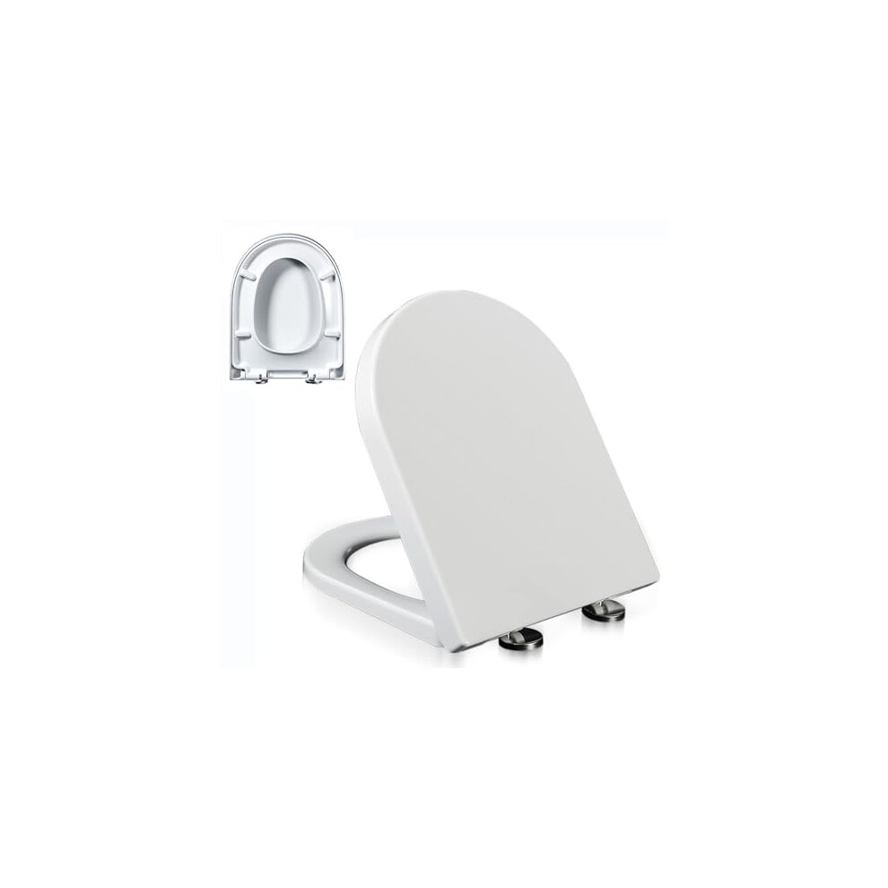 Adjustable Slow Close Toilet Seat Dshaped Quickrelease Hinges Urea Formaldehyde White 02C Softclose Easy Install 9105992606634