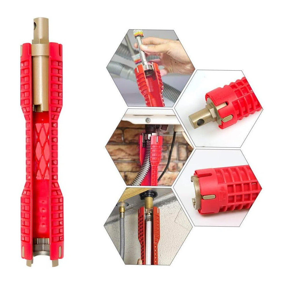 Plumbing Tool For Extra-Long Design Multipurpose Wrench, Lightweight High Quality Faucet Installation Helper, Red 9060116642090