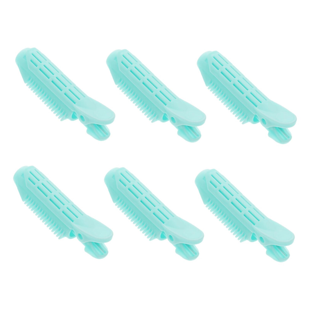 Hair Rollers 6Pack With Volumizing Root Clips, SelfGrip Design, Lightweight Portable Curlers For Natural Curl, Blue