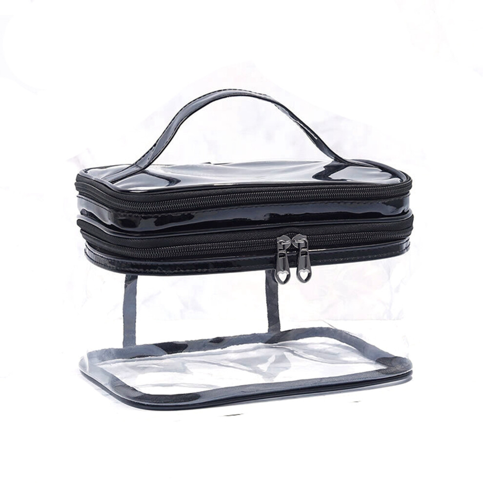 Multipurpose Portable Storage, Transparent Pvc Cosmetic Bag With Secure Closure, Double Layer Makeup Organizer, Waterproof Travel Toiletry Pouch For O