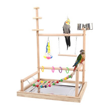 Bird Perch Natural Wood Stand Parrots Playstand Ladder Chew Toy