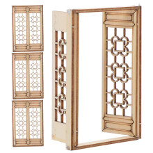 4 Mini Holzfenster Vintage Für Puppenhaus Beige