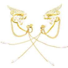 1Paar Goldene Ohrclips Legierung Tassel Ohrklemmen Damen Schmuck