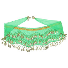 Damen Bauchtanz Hüftschal Grün Chiffon Sequin Hüftkette