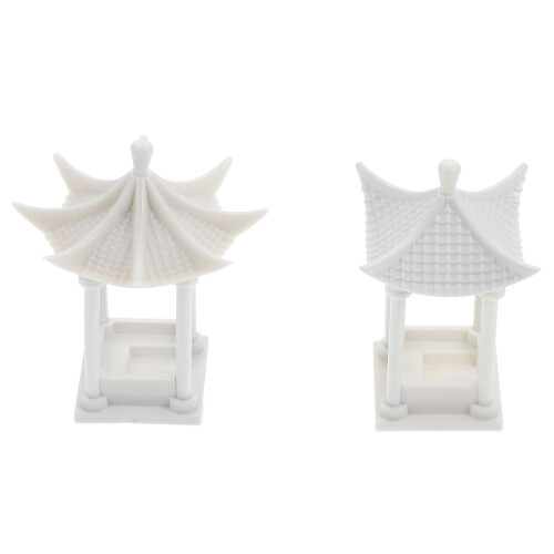2Pcs Mini Octagonal Pavilion Model Sand Table Scene Decor