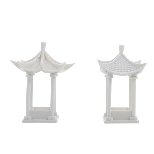 2Pcs Mini Octagonal Pavilion Model Sand Table Scene Decor 2