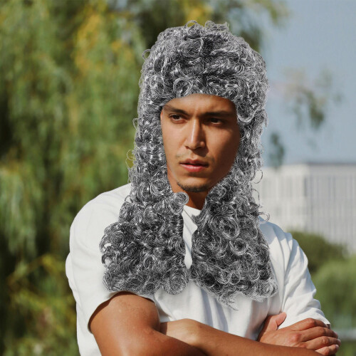 Cosplay Peluca Juez Abogado Largo Unisex 2