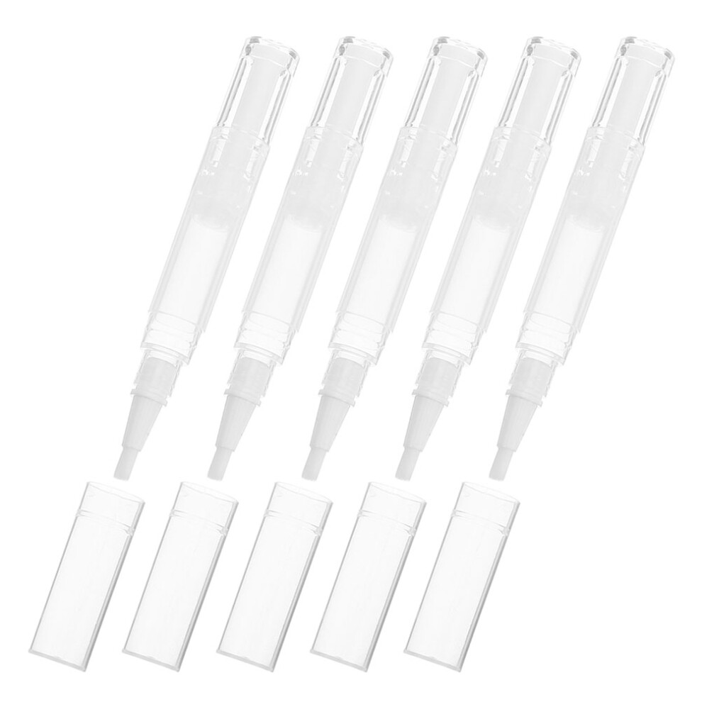 Artibetter 5Pcs Refillable Transparent Lip Gloss And Nail Oil Tubes With Brush