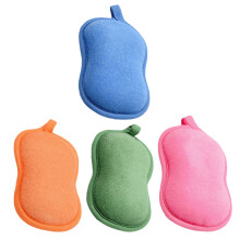 4Pièces Éponges De Bain En Fibre De Colorées Gommage Doux