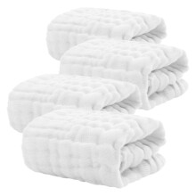 4Pièces Lingettes Carrées En Coton Serviettes Bébé Blanches