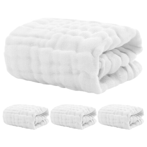 4Pièces Lingettes Carrées En Coton Serviettes Bébé Blanches 1