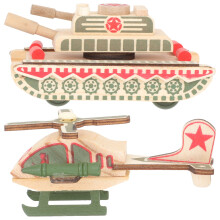 10 Pcs Wooden Military Tank And Helicopter Model For Kids