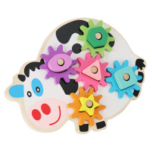One Set Wooden Educational Cow Shape Turning Toy For Kids