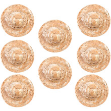 Mini House Adornment Straw Hat Hats Small Decoration 8pcs
