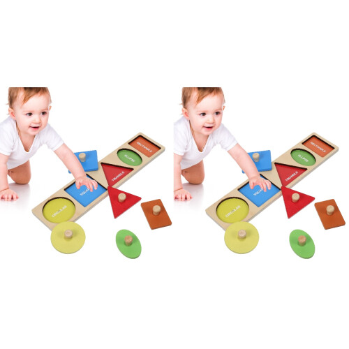 2 Puzzle Geometrico Con Perline In Legno Educativo 1