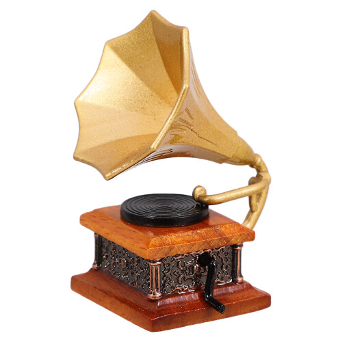 3St Mini Phonograph Ornament För Hem Och Dockhus I Retro Stil 2