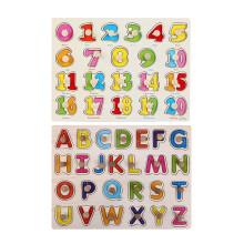 2 Szt. Drewniane Puzzle Z Literami I Cyframi Dla Przedszkolaków