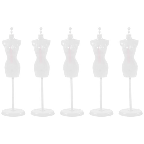 5St Mini Dockkläder Mannekängställ Plast Vit Halvlång Modell