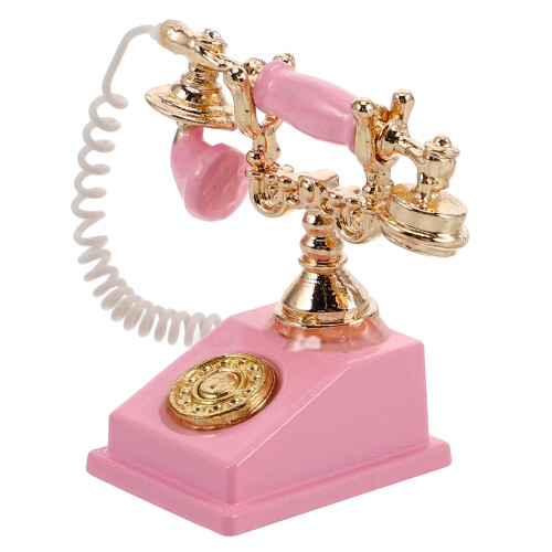 4St Mini Rosa Telefon Prop I Metall För Dockhus Och 1