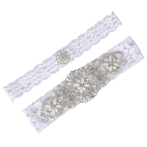 4St Elegant Wit Bride Set Garters Kant Sieraden Bruid 1