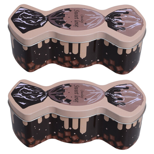 2Pcs Multi Color Iron Candy Boxes Portable Tin Storage Lid