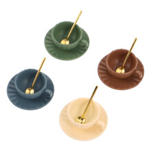 4Sets Mini Koffiekopjes Set Legering Met Schotel Voor Poppenhuisdecor