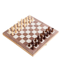 1 Set 3 In 1 Faltbares Schach Dame Backgammon Aus Holz Tragbar