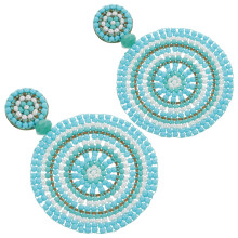 1Paar Bohemian Damen Ohrschmuck Blaue Perlen Ohrhänger