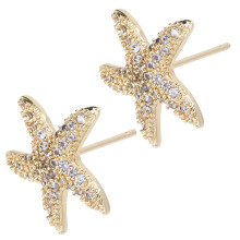 1Paar Weibliche Ohrstecker Ohr Ornament Kupfer Gold Für