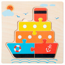 5 In 1 Set Puzzle Legno Tema Trasporto Per Bambini