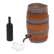 1 Set Mini Bierfass Mit Weinkelch Und Flasche Puppenhaus Zubehör