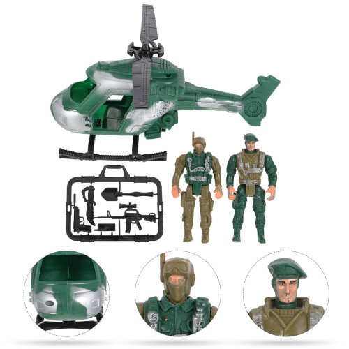 Ensemble Mini Hélicoptère Et Soldat Militaire Jouet De 1
