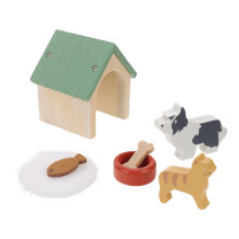 Conjunto Miniatura Casa Para Cachorro Com Tigela E Ração