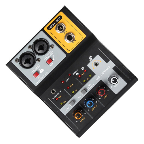2 Channel Mixing Console Low Noise Processing Bidirectional USB Audio Mixer For Recording Studio