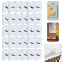Picture Hooks No Nails, 30 Pieces, Transparent SelfAdhesive Hanging Hooks For Kitchen Tile Wall, No Drilling Waterproof