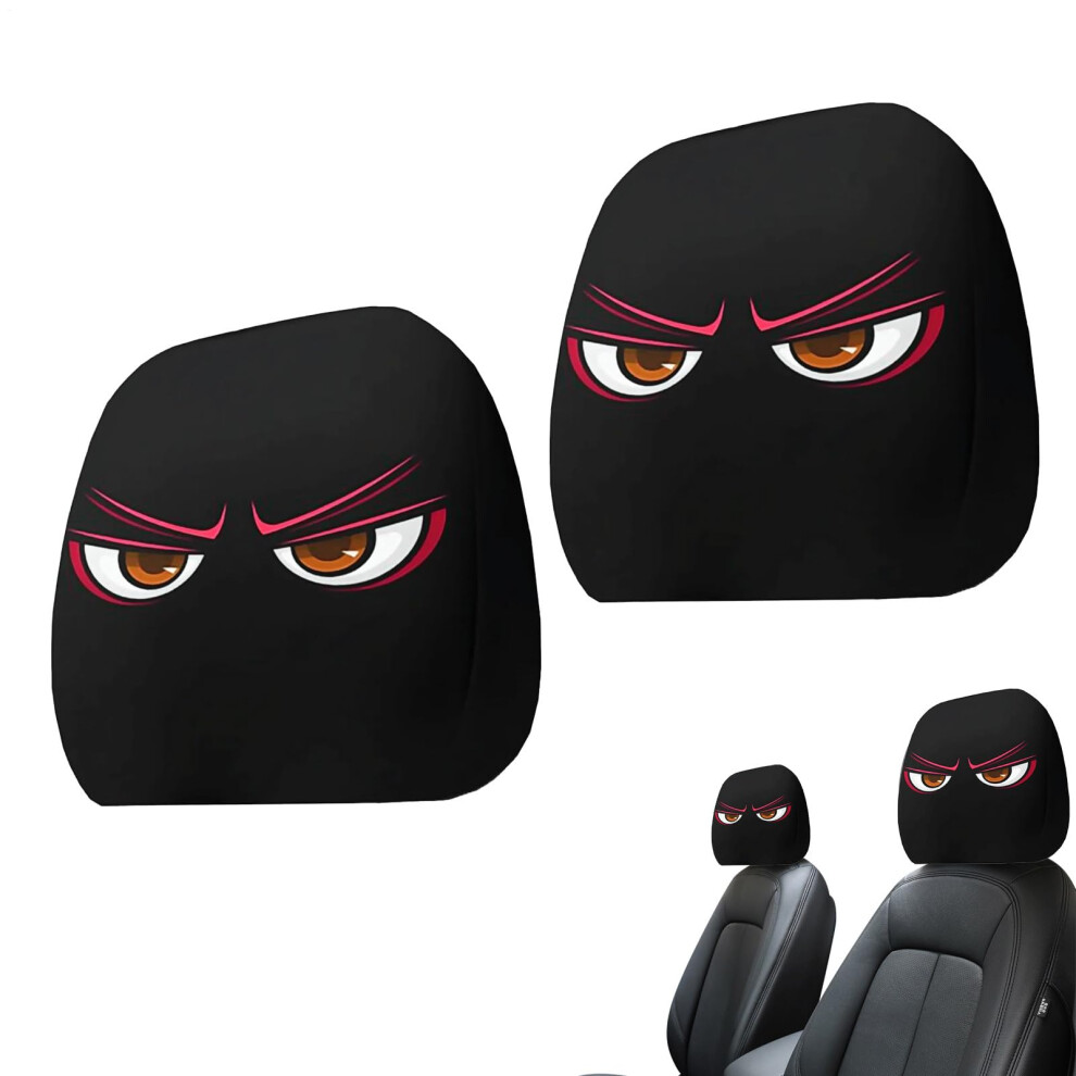 Cartoon Car Headrest Cover With Big Eyes Design, Breathable Elastic Protector For Suv And Truck 9323874287492