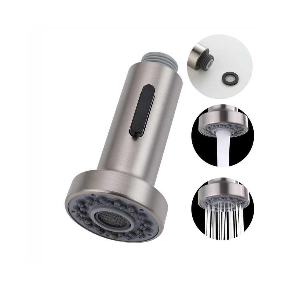 Kitchen Faucet Sprayer Head Replacement, Dual Waterfall Modes Easy To Clean And Install Brushed Nickel Finish, Male Connection Two Function Spray Mode 9060116577316