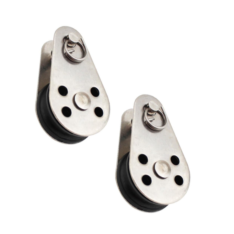 Stainless Steel Nylon Pulley Wheel 2 Pieces, Pulley Block Tackle For Heavy Load Lifting And Sliding Rope Applications 9323874287263