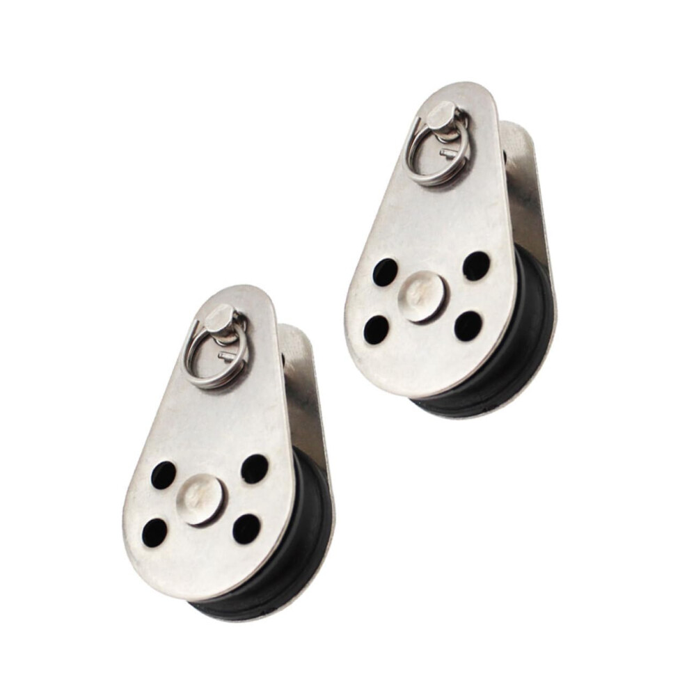 Stainless Steel Pulley Wheel 2Pcs With Nylon Rope Sliding Block For Heavy Load Lifting Outdoor Corrosion Resistant 9105992608997