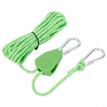 4M Adjustable Tent Rope Pulley System With Carabiner Hook For Camping Awnings Canopies Stainless Steel Nylon Green