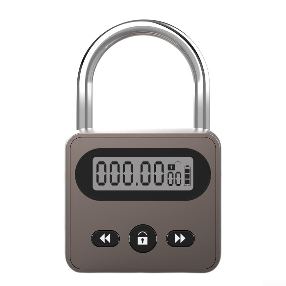 Electronic Timer Padlock With Lcd Countdown Display, 999 Hour Rechargeable Splashproof Security Lock 9067246140878