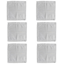 6Pack Of Women's Vintage Cotton Handkerchiefs with Lace Edging