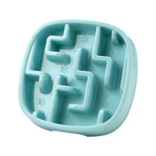 Slow Feeder Pet Bowl Nonslip Base For Small-Blue square plate