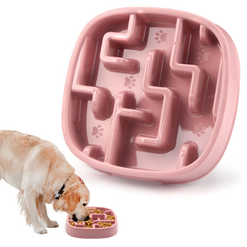 Slow Feeder Pet Bowl Nonslip Base For Small-Blue square plate 2