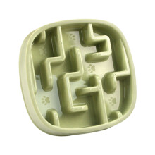 Slow Feeder Bowl Nonslip Base Pet Food Dish-Green square plate