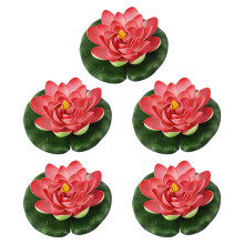 Artificial Water Lilies Pad Foam Floating Faux Plant-Red