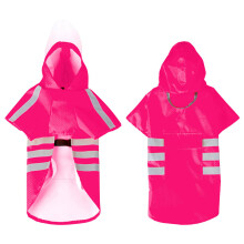 Hooded Pet Raincoat PU Fabric Reflective Strips 2-Rose Red 5XL