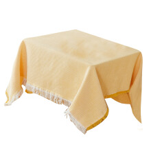 Table Cloth Washable Cotton Linen Tasseled-Yellow 90x150cm